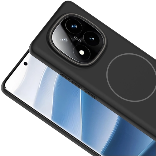 Xiaomi Redmi Note 14 Pro Plus ile Uyumlu Kılıf Magsafe Şarj Özellikli Ruby Silikon Kapak - Siyah