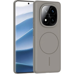 Xiaomi Redmi Note 14 Pro Plus ile Uyumlu Kılıf Magsafe Şarj Özellikli Ruby Silikon Kapak - Gri