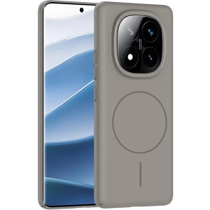 Xiaomi Redmi Note 14 Pro Plus ile Uyumlu Kılıf Magsafe Şarj Özellikli Ruby Silikon Kapak - Gri