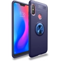 Xiaomi Redmi Note 6 Pro Kılıf Renkli Silikon Yüzüklü Standlı Auto Focus Ravel Kapak - Mavi