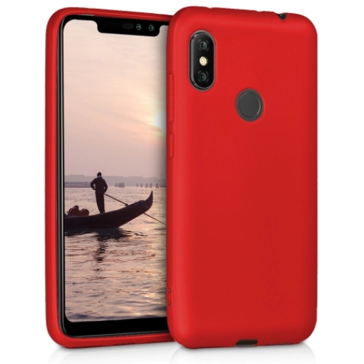 Xiaomi Redmi Note 6 Pro Kılıf İnce Soft Mat Renkli Esnek Silikon Kapak - Kırmızı