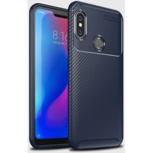 Xiaomi Redmi Note 6 Pro Kılıf Silikon Parmak İzi Bırakmayan Karbon Soft Negro Kapak - Lacivert