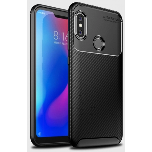 Xiaomi Redmi Note 6 Pro Kılıf Silikon Parmak İzi Bırakmayan Karbon Soft Negro Kapak - Siyah