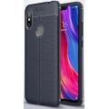 Xiaomi Redmi Note 6 Pro Kılıf Deri Görünümlü Lüks Parmak İzi Bırakmaz Niss Silikon Kapak - Lacivert