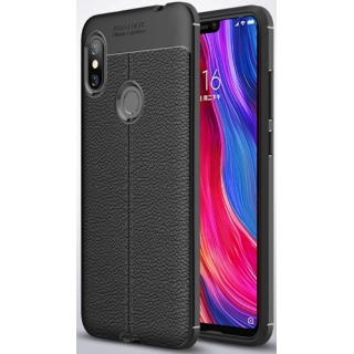 Xiaomi Redmi Note 6 Pro Kılıf Deri Görünümlü Lüks Parmak İzi Bırakmaz Niss Silikon Kapak - Siyah