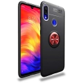 Xiaomi Redmi Note 7 Kılıf Renkli Silikon Yüzüklü Standlı Auto Focus Ravel Kapak - Kırmızı - Siyah