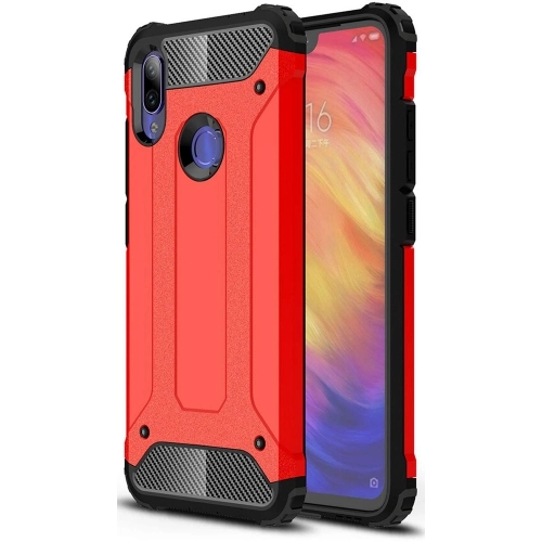 Xiaomi Redmi Note 7 Kılıf Zırhlı Tank Crash Silikon Kapak - Kırmızı