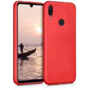 Xiaomi Redmi Note 7 Kılıf İnce Soft Mat Renkli Esnek Silikon Kapak - Kırmızı