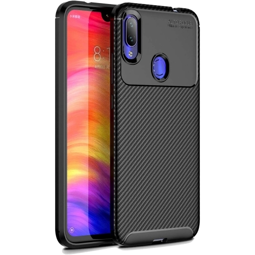Xiaomi Redmi Note 7 Kılıf Silikon Parmak İzi Bırakmayan Karbon Soft Negro Kapak - Siyah
