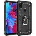 Xiaomi Redmi Note 7 Kılıf Silikon Zırhlı Standlı Yüzüklü Mıknatıslı Tank Kapak - Siyah