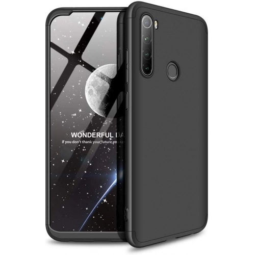 Xiaomi Redmi Note 8 Kılıf 3 Parçalı 360 Tam Korumalı Rubber AYS Kapak - Siyah