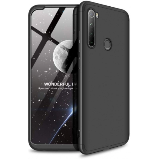 Xiaomi Redmi Note 8 Kılıf 3 Parçalı 360 Tam Korumalı Rubber AYS Kapak  - Siyah