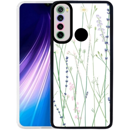 Xiaomi Redmi Note 8 Kılıf Baskılı Desenli Kamera Lens Korumalı M-Fit Kapak Çiçek - Mavi