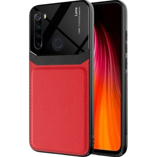 Xiaomi Redmi Note 8 Kılıf Deri Görünümlü Emiks Kapak - Kırmızı