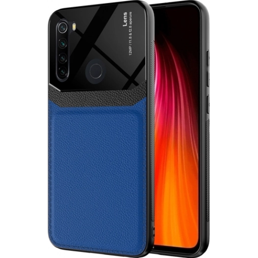 Xiaomi Redmi Note 8 Kılıf Deri Görünümlü Emiks Kapak - Mavi