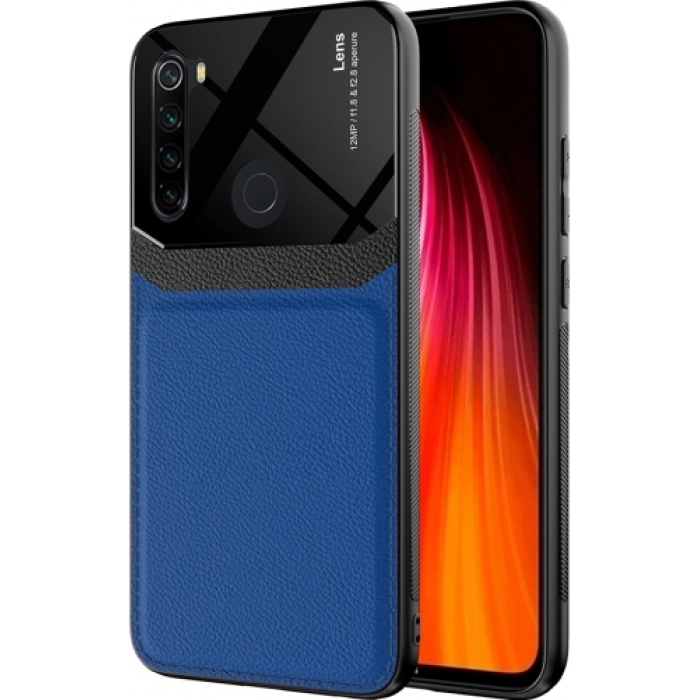 Xiaomi Redmi Note 8 Kılıf Deri Görünümlü Emiks Kapak - Mavi