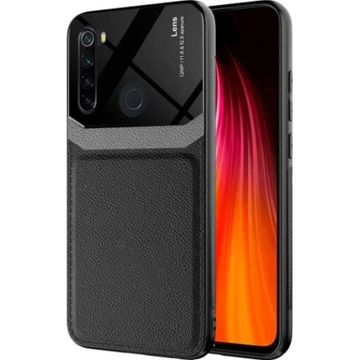 Xiaomi Redmi Note 8 Kılıf Deri Görünümlü Emiks Kapak - Siyah