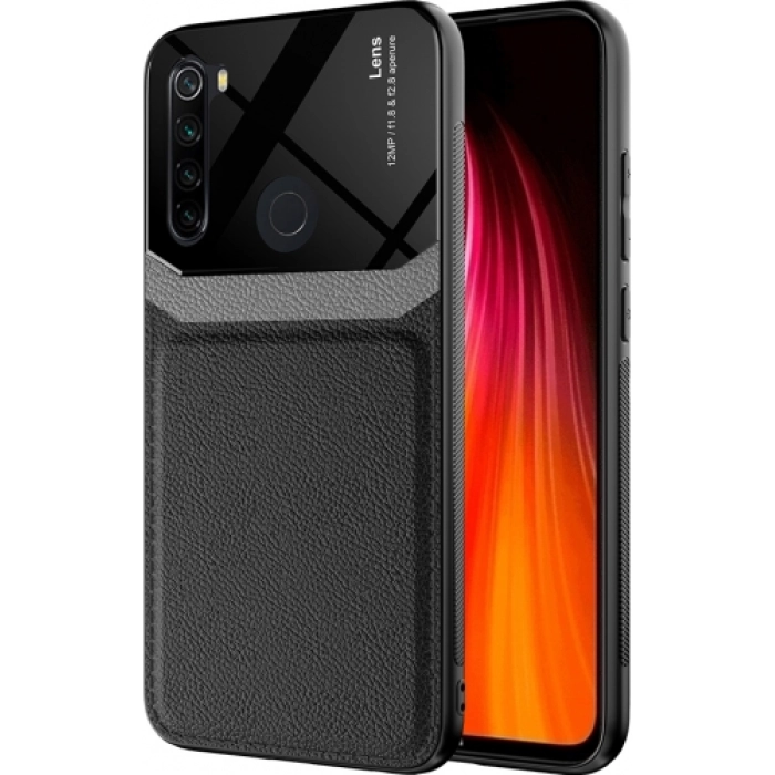 Xiaomi Redmi Note 8 Kılıf Deri Görünümlü Emiks Kapak - Siyah