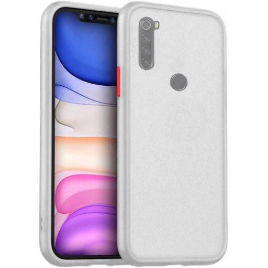 Xiaomi Redmi Note 8 Kılıf Exlusive Arkası Mat Tam Koruma Darbe Emici - Beyaz