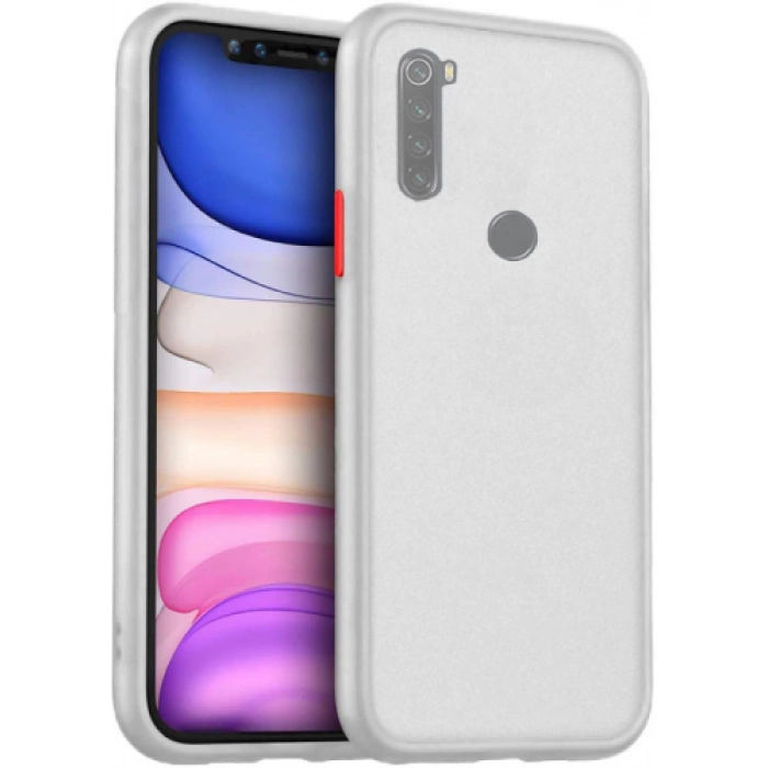 Xiaomi Redmi Note 8 Kılıf Exlusive Arkası Mat Tam Koruma Darbe Emici - Beyaz