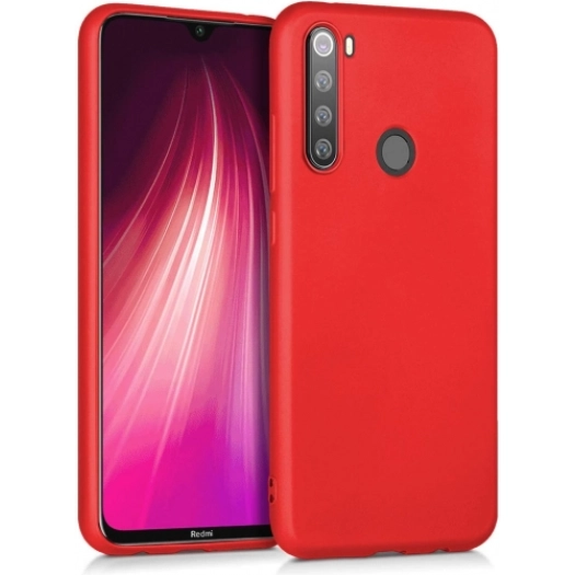 Xiaomi Redmi Note 8 Kılıf İnce Soft Mat Renkli Esnek Silikon Kapak - Kırmızı