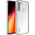 Xiaomi Redmi Note 8 Kılıf Kamera Lens Korumalı Şeffaf Renkli Logo Gösteren Parlak Kapak - Gümüş