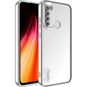 Xiaomi Redmi Note 8 Kılıf Kamera Lens Korumalı Şeffaf Renkli Logo Gösteren Parlak Kapak - Gümüş