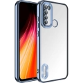Xiaomi Redmi Note 8 Kılıf Kamera Lens Korumalı Şeffaf Renkli Logo Gösteren Parlak Kapak - Mavi