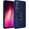 Xiaomi Redmi Note 8 Kılıf Silikon Zırhlı Standlı Yüzüklü Mıknatıslı Tank Kapak - Lacivert