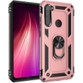 Xiaomi Redmi Note 8 Kılıf Silikon Zırhlı Standlı Yüzüklü Mıknatıslı Tank Kapak - Rose Gold