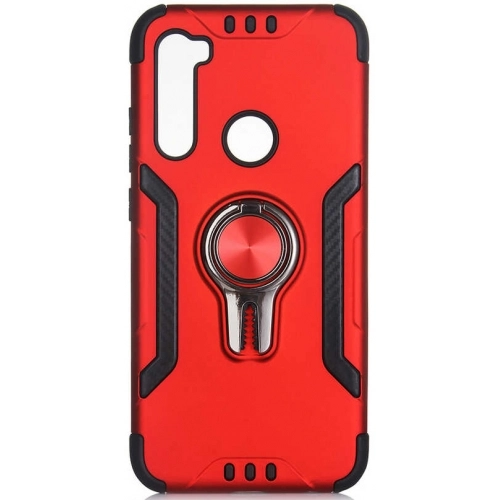 Xiaomi Redmi Note 8 Kılıf Standlı Mıknatıslı Izgara Aparatlı Silikon Kapak - Kırmızı