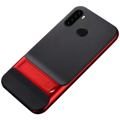 Xiaomi Redmi Note 8 Kılıf Tam Koruma İnce Standlı Esnek Verüs Silikon - Kırmızı