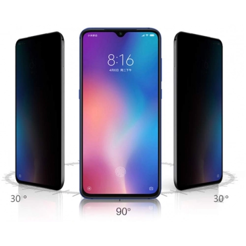 Xiaomi Redmi Note 8 Kırılmaz Cam 5D Ekran Koruyucu Karartmalı Hayalet Cam Privacy Tam Kapatan - Siyah