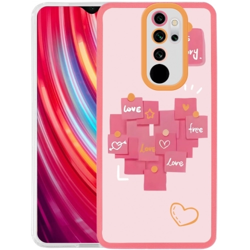 Xiaomi Redmi Note 8 Pro Kılıf Baskılı Desenli Kamera Lens Korumalı M-Fit Kapak Love - Pembe