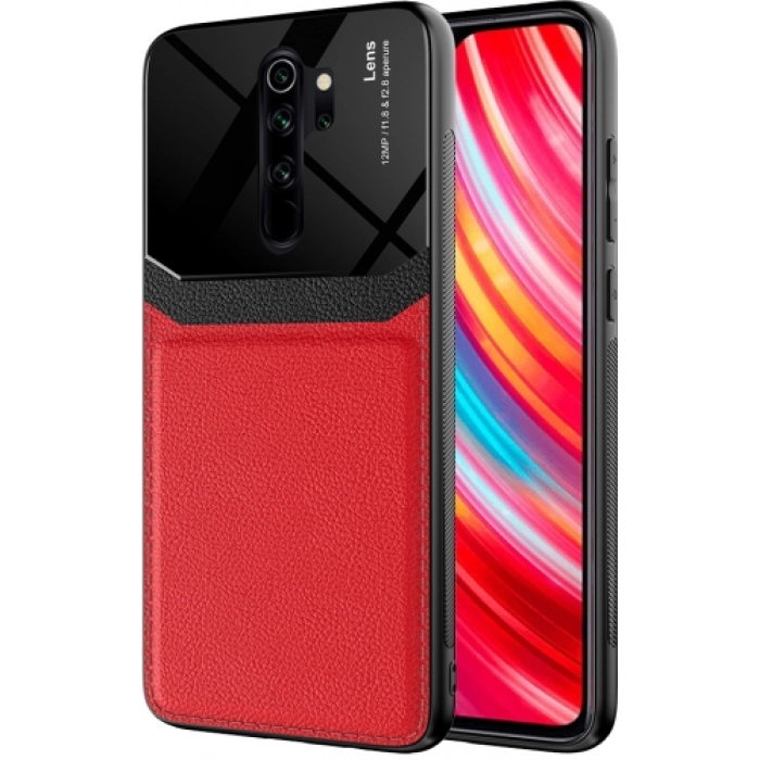 Xiaomi Redmi Note 8 Pro Kılıf Deri Görünümlü Emiks Kapak - Kırmızı