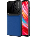 Xiaomi Redmi Note 8 Pro Kılıf Deri Görünümlü Emiks Kapak - Mavi