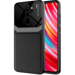 Xiaomi Redmi Note 8 Pro Kılıf Deri Görünümlü Emiks Kapak - Siyah