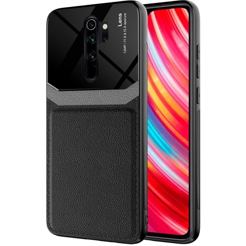 Xiaomi Redmi Note 8 Pro Kılıf Deri Görünümlü Emiks Kapak - Siyah
