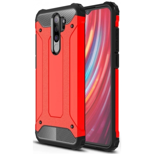 Xiaomi Redmi Note 8 Pro Kılıf Zırhlı Tank Crash Silikon Kapak - Kırmızı