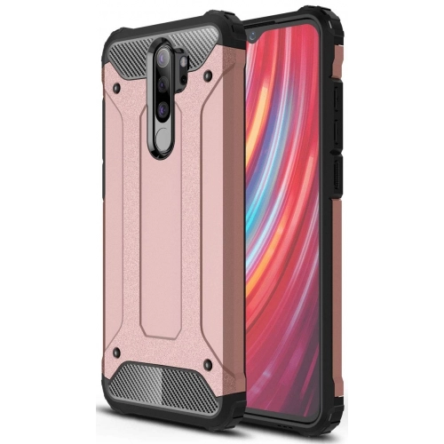 Xiaomi Redmi Note 8 Pro Kılıf Zırhlı Tank Crash Silikon Kapak - Rose Gold