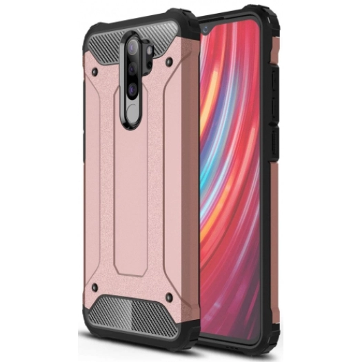 Xiaomi Redmi Note 8 Pro Kılıf Zırhlı Tank Crash Silikon Kapak - Rose Gold