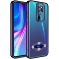Xiaomi Redmi Note 8 Pro Kılıf Kamera Lens Korumalı Şeffaf Renkli Logo Gösteren Parlak Kapak - Koyu Mor