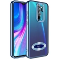 Xiaomi Redmi Note 8 Pro Kılıf Kamera Lens Korumalı Şeffaf Renkli Logo Gösteren Parlak Kapak - Mavi