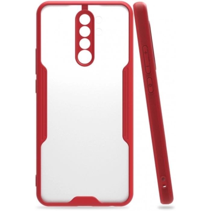 Xiaomi Redmi Note 8 Pro Kılıf Renkli Silikon Kamera Lens Korumalı Şeffaf Parfe Kapak - Kırmızı