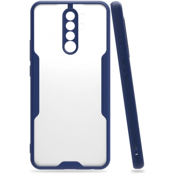 Xiaomi Redmi Note 8 Pro Kılıf Renkli Silikon Kamera Lens Korumalı Şeffaf Parfe Kapak - Lacivert