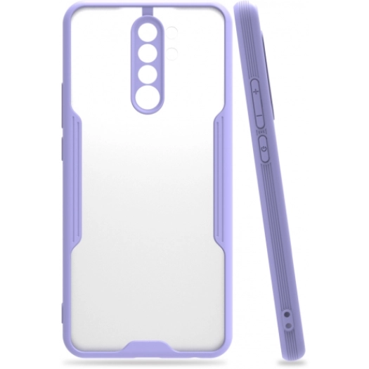 Xiaomi Redmi Note 8 Pro Kılıf Renkli Silikon Kamera Lens Korumalı Şeffaf Parfe Kapak - Lila