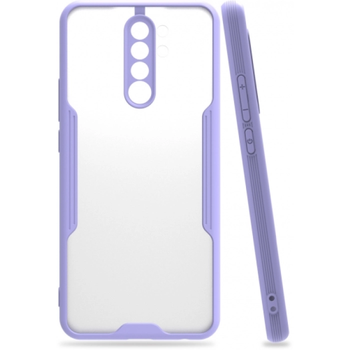 Xiaomi Redmi Note 8 Pro Kılıf Renkli Silikon Kamera Lens Korumalı Şeffaf Parfe Kapak - Lila