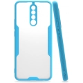Xiaomi Redmi Note 8 Pro Kılıf Renkli Silikon Kamera Lens Korumalı Şeffaf Parfe Kapak - Mavi