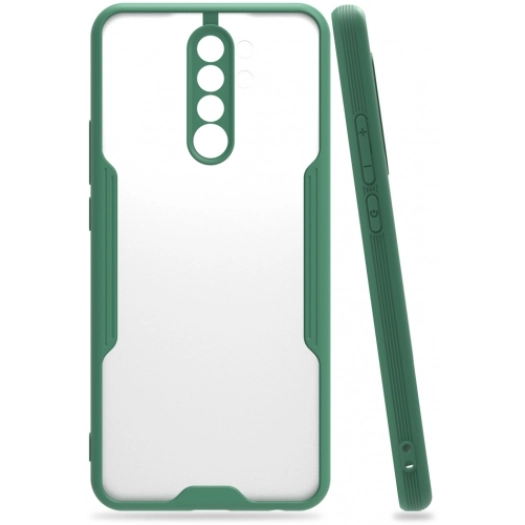 Xiaomi Redmi Note 8 Pro Kılıf Renkli Silikon Kamera Lens Korumalı Şeffaf Parfe Kapak - Yeşil