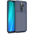 Xiaomi Redmi Note 8 Pro Kılıf Silikon Parmak İzi Bırakmayan Karbon Soft Negro Kapak - Lacivert